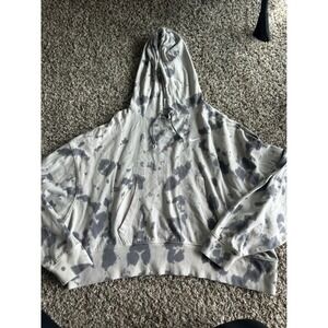 Nike Tie Dye Hoodie Pullover Sweatshirt Gray White Cropped Athleisure